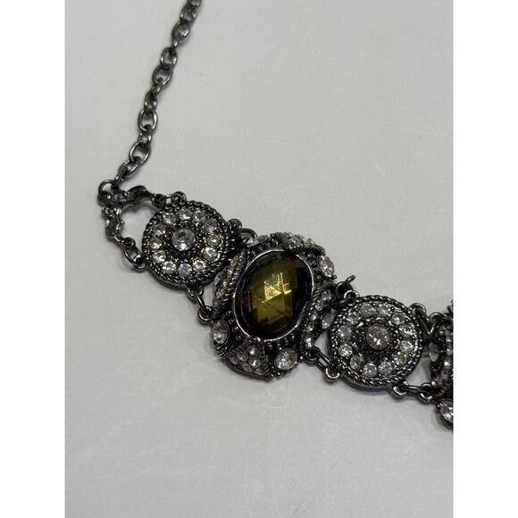 Vintage VCLM Rhinestone Statement Panel Necklace Victorian Revival Choker - Picture 7 of 15